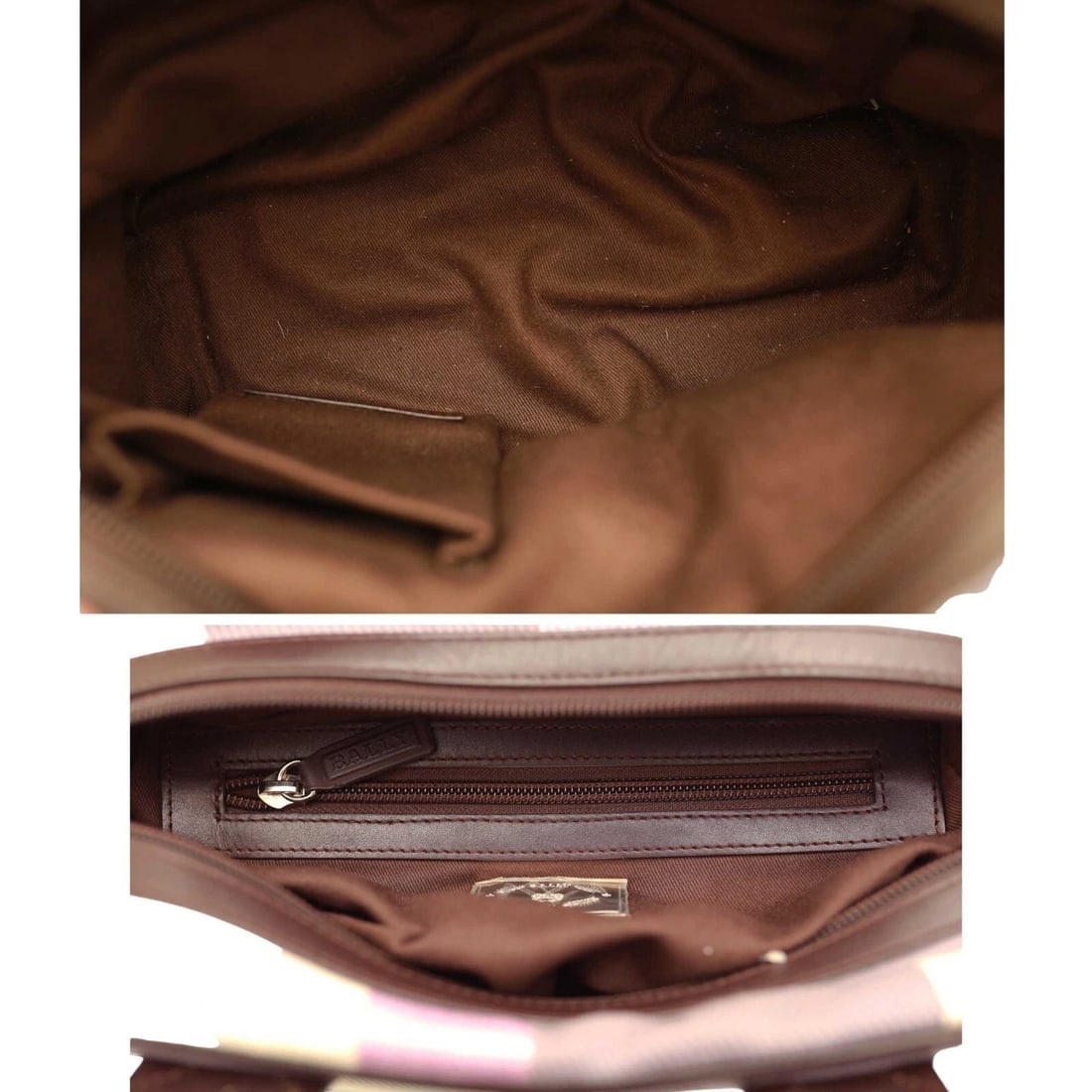 Bally Purple Signature Canvas Brown Leather Top Handles Satchel Handbag Bag - 6