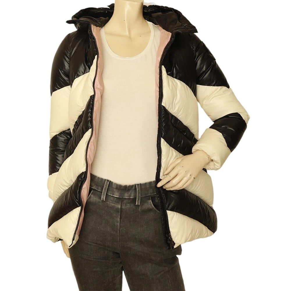 MONCLER Faucille Giubbotto black & white puffer down feather jacket 10y XS women - 4