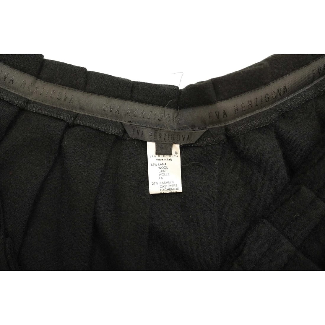 Eva Herzigova Black Color Wool Cashmere Knit Pleated Mini Short Skirt size 44 - 4
