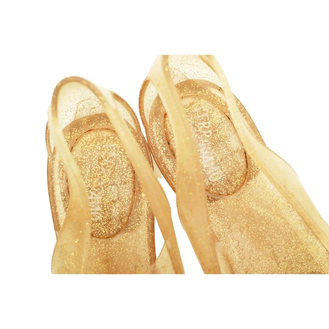Salvatore Ferragamo Spiffy Yellow Glittery Bow Jelly Shoes Transparent size 10 - 11