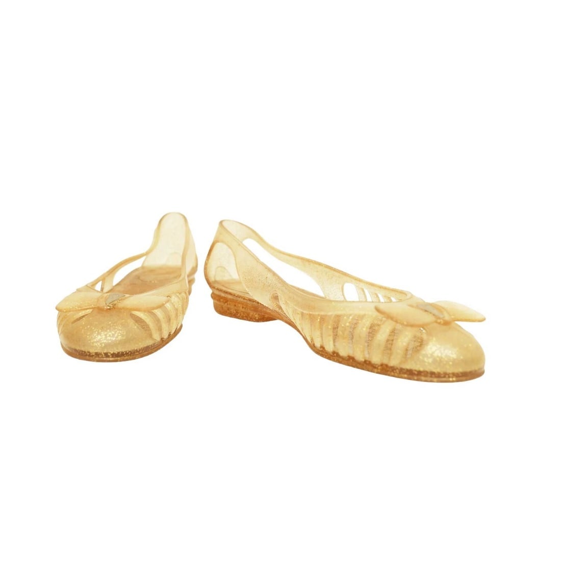 Salvatore Ferragamo Spiffy Yellow Glittery Bow Jelly Shoes Transparent size 10 - 2