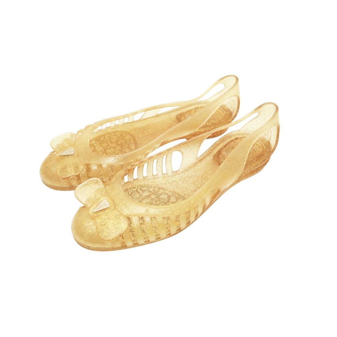 Salvatore Ferragamo Spiffy Yellow Glittery Bow Jelly Shoes Transparent size 10 - 3