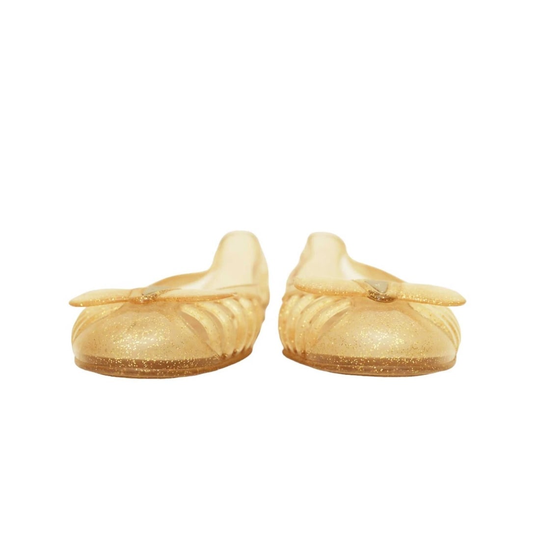 Salvatore Ferragamo Spiffy Yellow Glittery Bow Jelly Shoes Transparent size 10 - 4