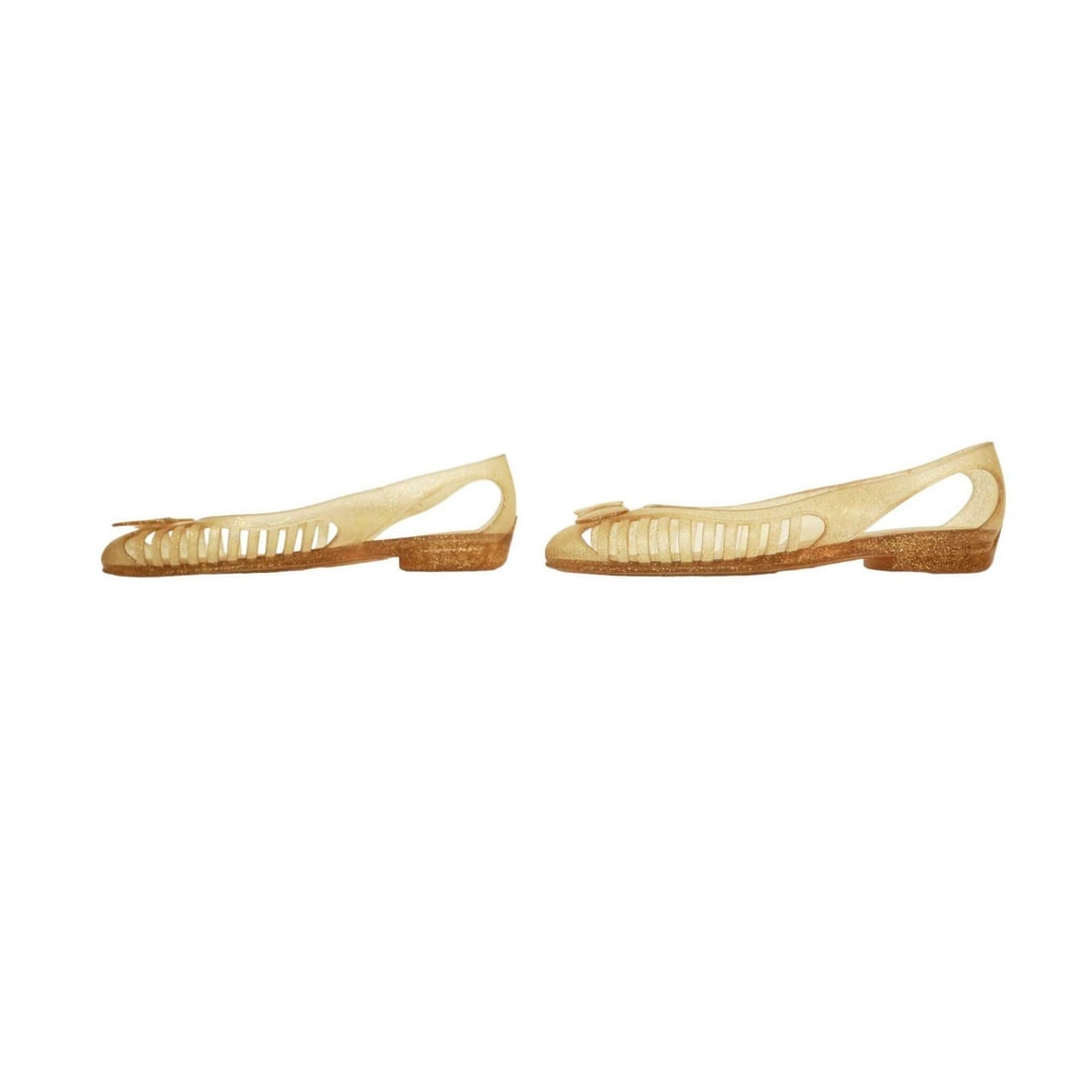 Salvatore Ferragamo Spiffy Yellow Glittery Bow Jelly Shoes Transparent size 10 - 7