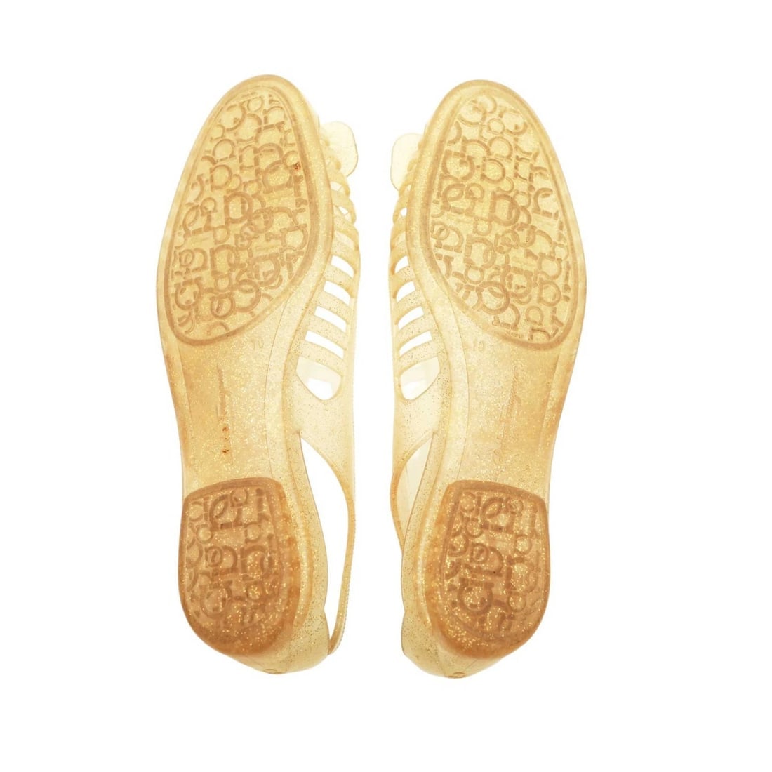 Salvatore Ferragamo Spiffy Yellow Glittery Bow Jelly Shoes Transparent size 10 - 8