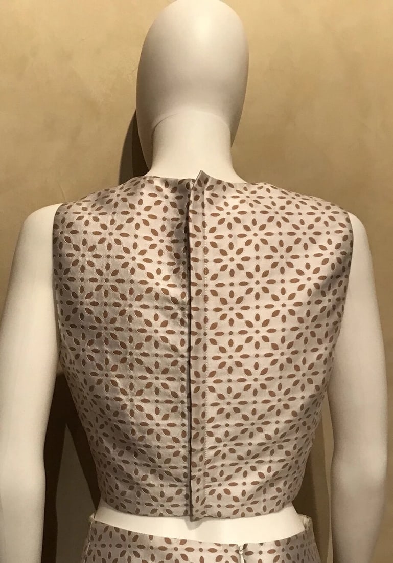 Michael Kors Blouse & Skirt Size 4 & 8 Silk Material Beige & White - 12