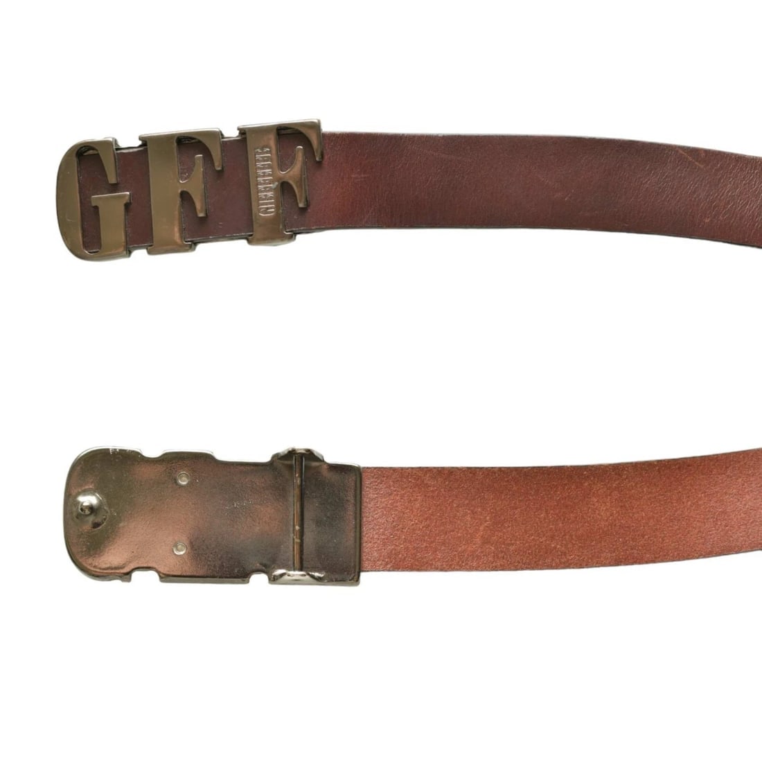 Gianfranco Ferre GFF Monogram Buckle Brown Leather Waist Belt size 90 - 2