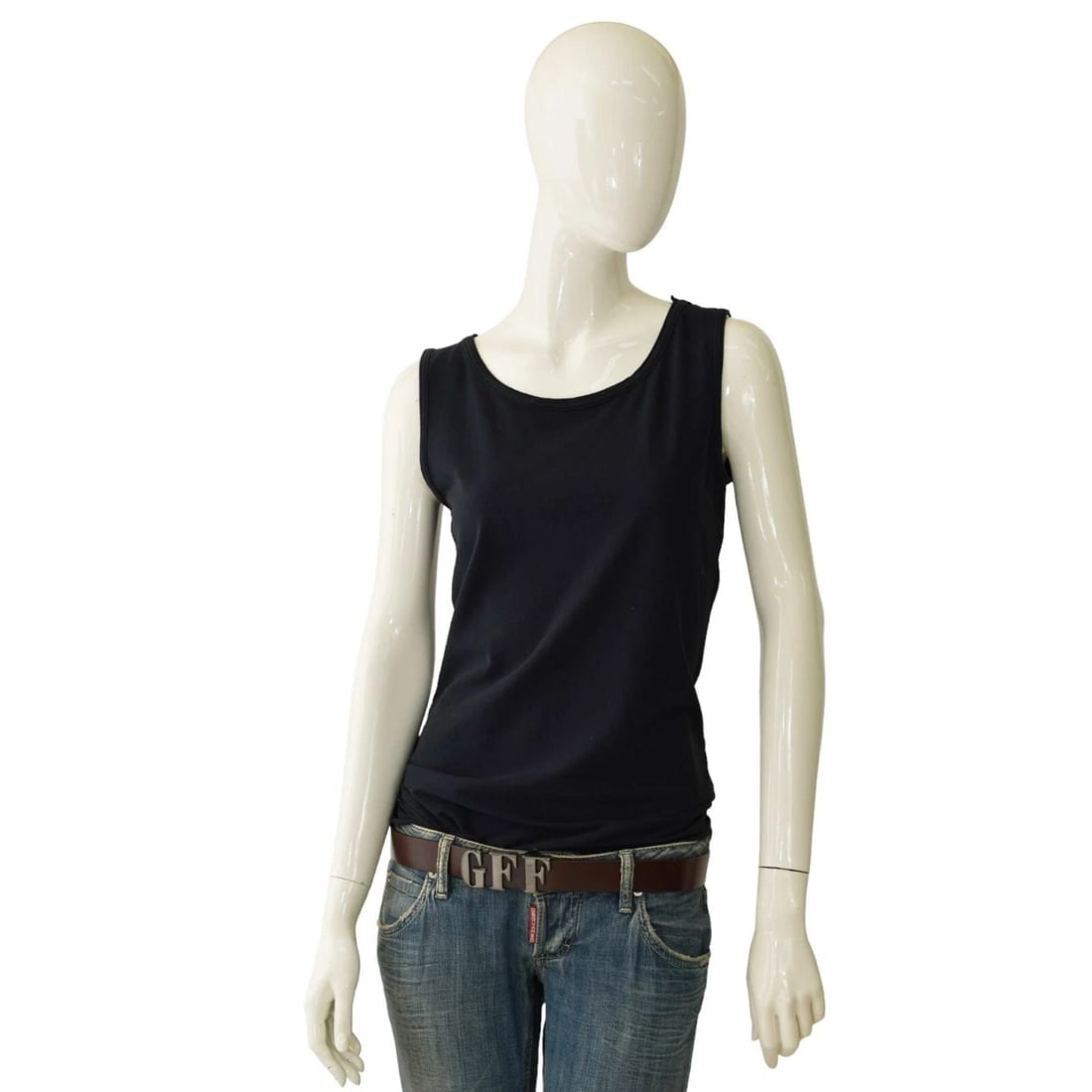 Gianfranco Ferre GFF Monogram Buckle Brown Leather Waist Belt size 90 - 5