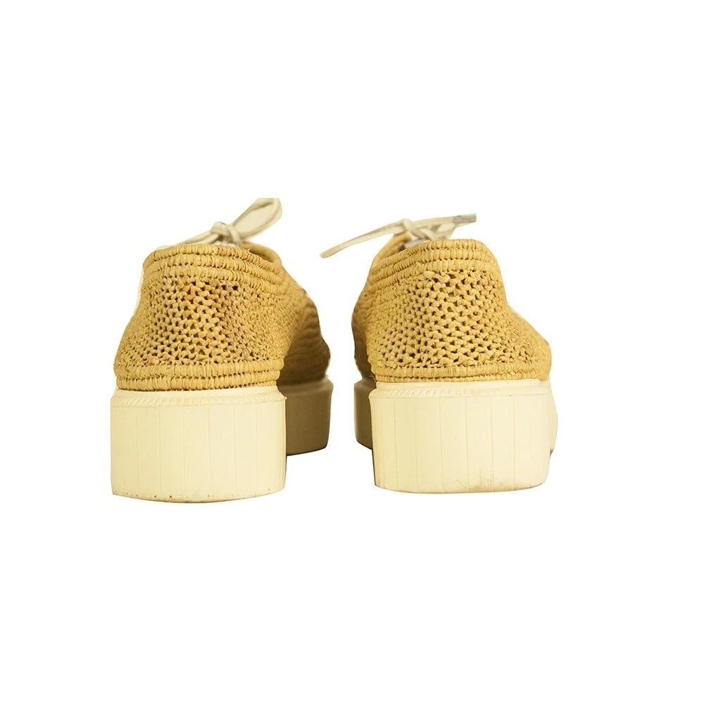 Robert Clergerie Beige Raffia Loafers Platform Wedge Lace Shoes Size 40 - 3
