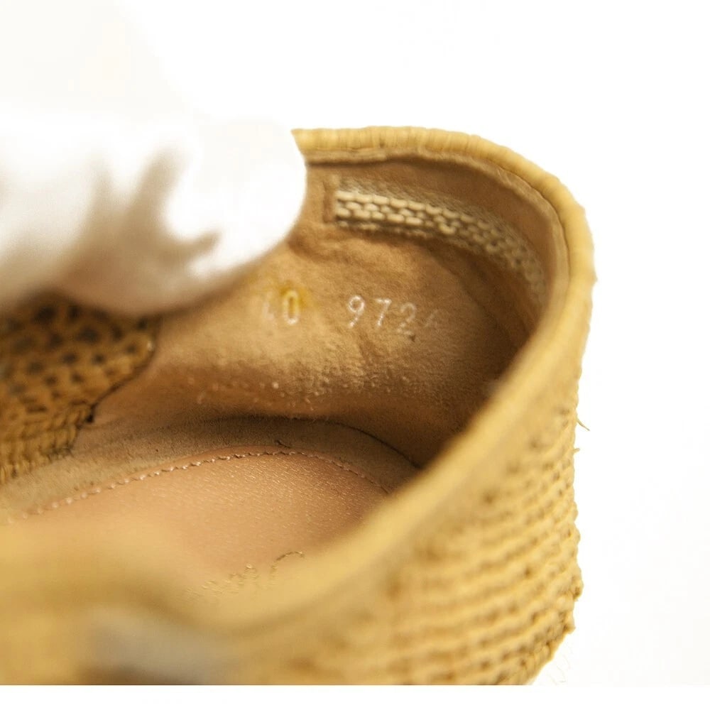 Robert Clergerie Beige Raffia Loafers Platform Wedge Lace Shoes Size 40 - 7