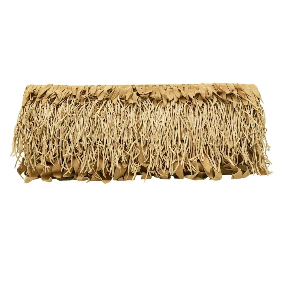 Roberto Cavalli Beige Suede Leather Fringes Flap Top Evening Clutch bag Handbag (1 of 10)