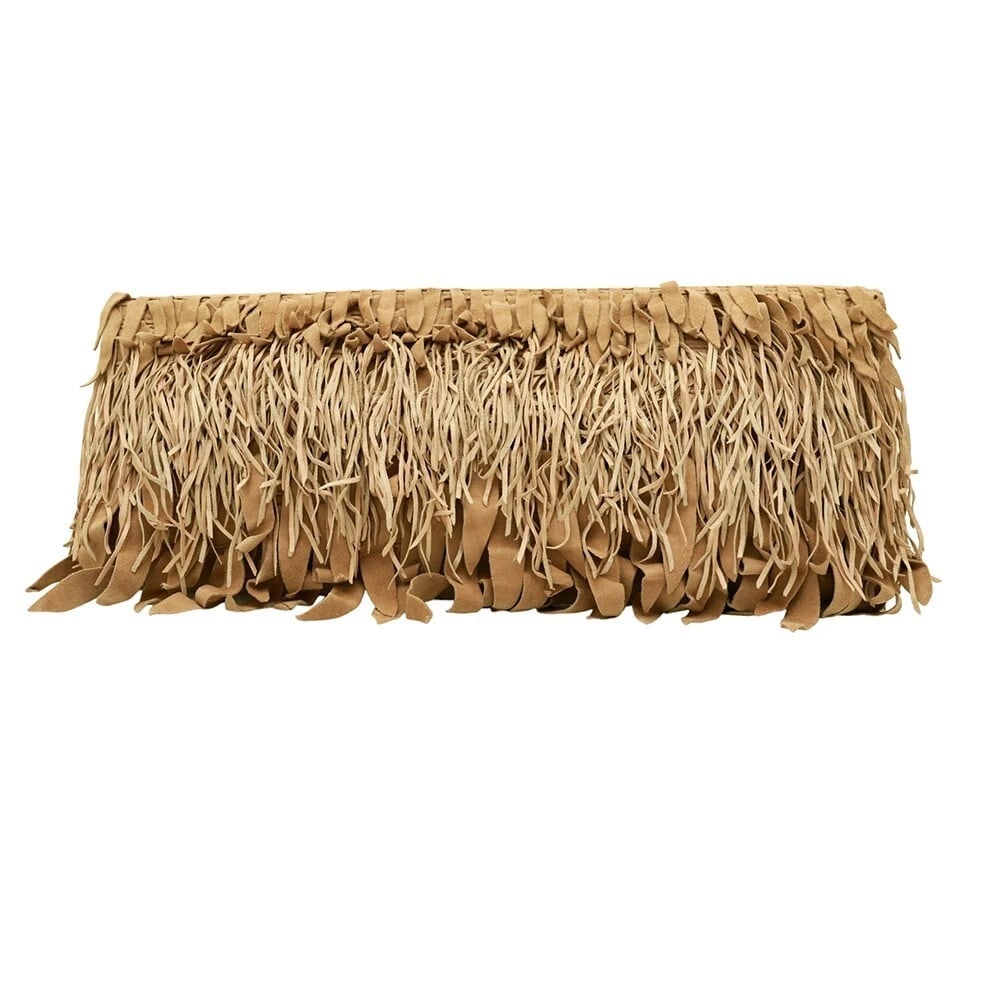 Roberto Cavalli Beige Suede Leather Fringes Flap Top Evening Clutch bag Handbag - 2