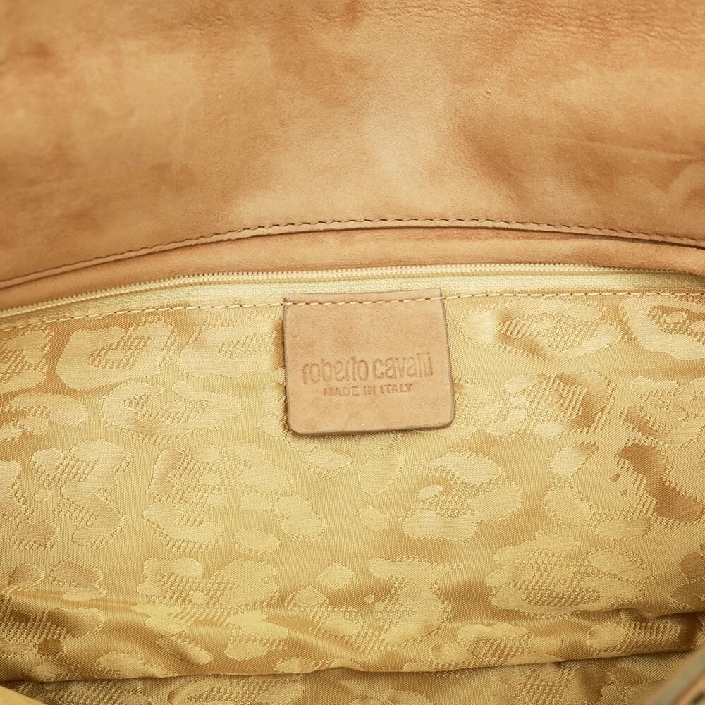 Roberto Cavalli Beige Suede Leather Fringes Flap Top Evening Clutch bag Handbag - 6