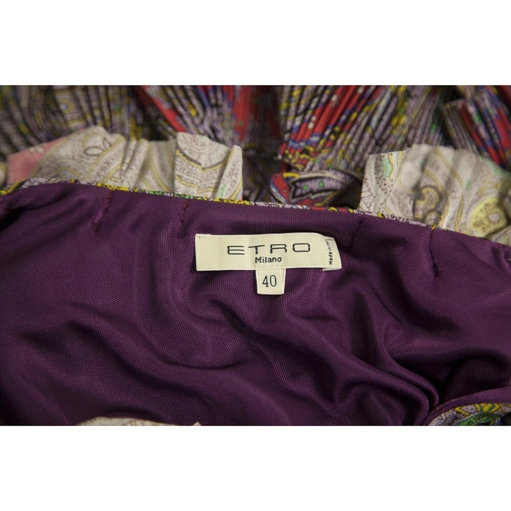 ETRO Purple Red Paisley Print Sleeveless Ruffled Mini Pleats Mini Dress 40 - 3
