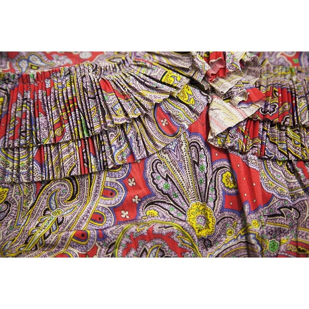ETRO Purple Red Paisley Print Sleeveless Ruffled Mini Pleats Mini Dress 40 - 5