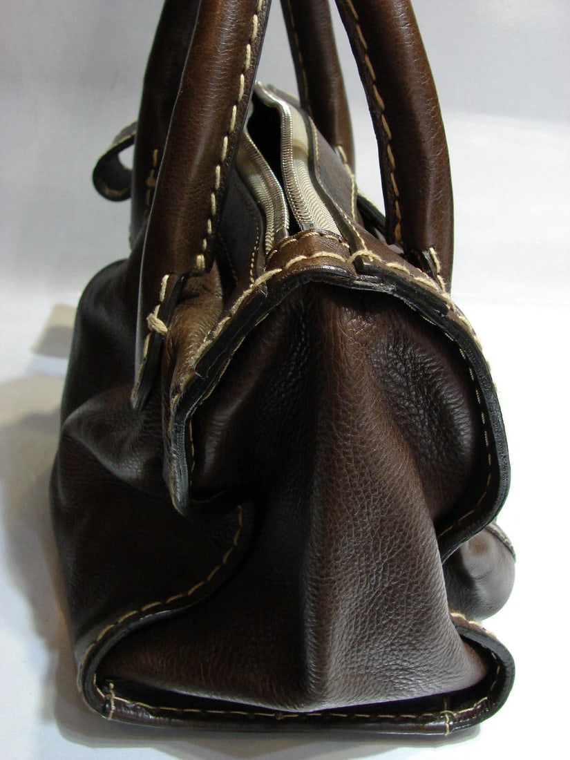 CHLOE BROWN LEATHER VINTAGE STYLISH HANDBAG TOTE PURSE STYLISH - 10