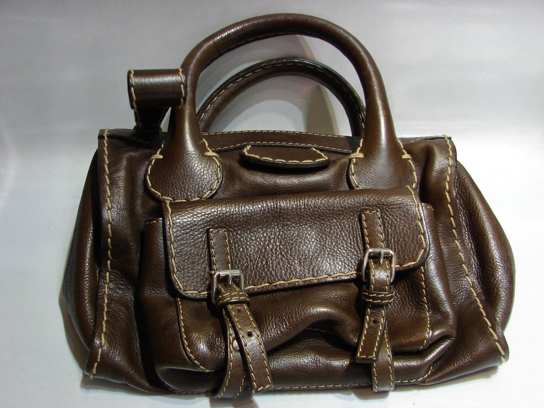 CHLOE BROWN LEATHER VINTAGE STYLISH HANDBAG TOTE PURSE STYLISH - 3