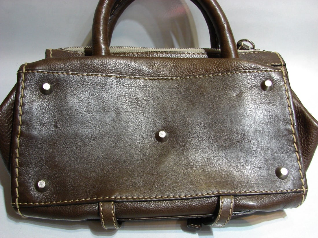 CHLOE BROWN LEATHER VINTAGE STYLISH HANDBAG TOTE PURSE STYLISH - 4