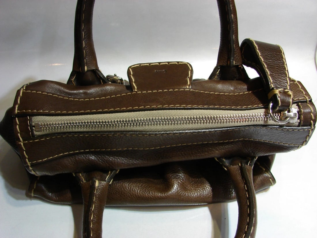 CHLOE BROWN LEATHER VINTAGE STYLISH HANDBAG TOTE PURSE STYLISH - 6