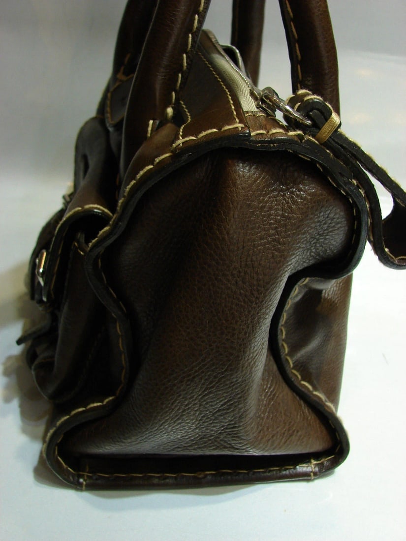 CHLOE BROWN LEATHER VINTAGE STYLISH HANDBAG TOTE PURSE STYLISH - 9