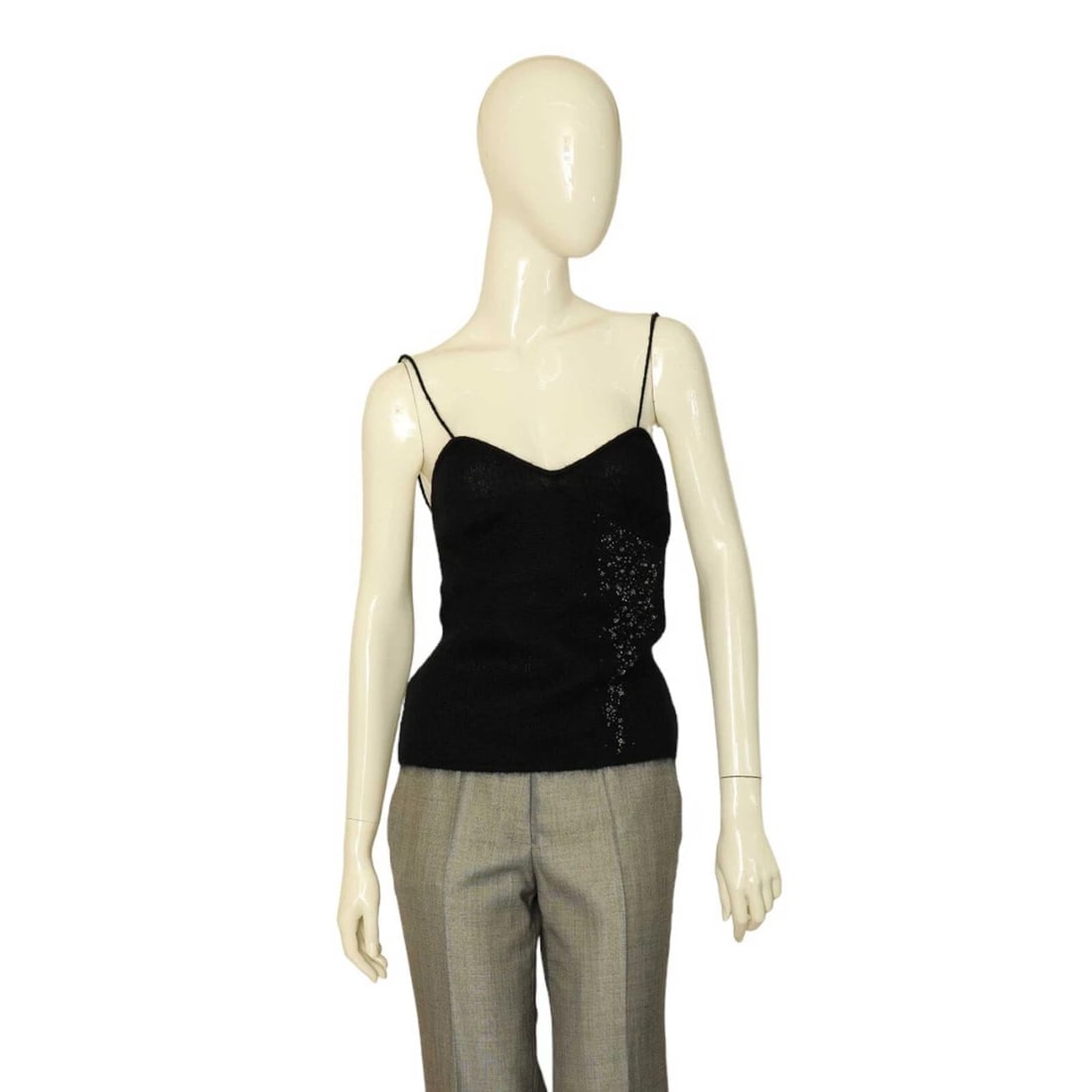 Alessandro Dell Acqua Black Wool Knit Beaded Camisole Sleeveless Top size 44 (1 of 8)