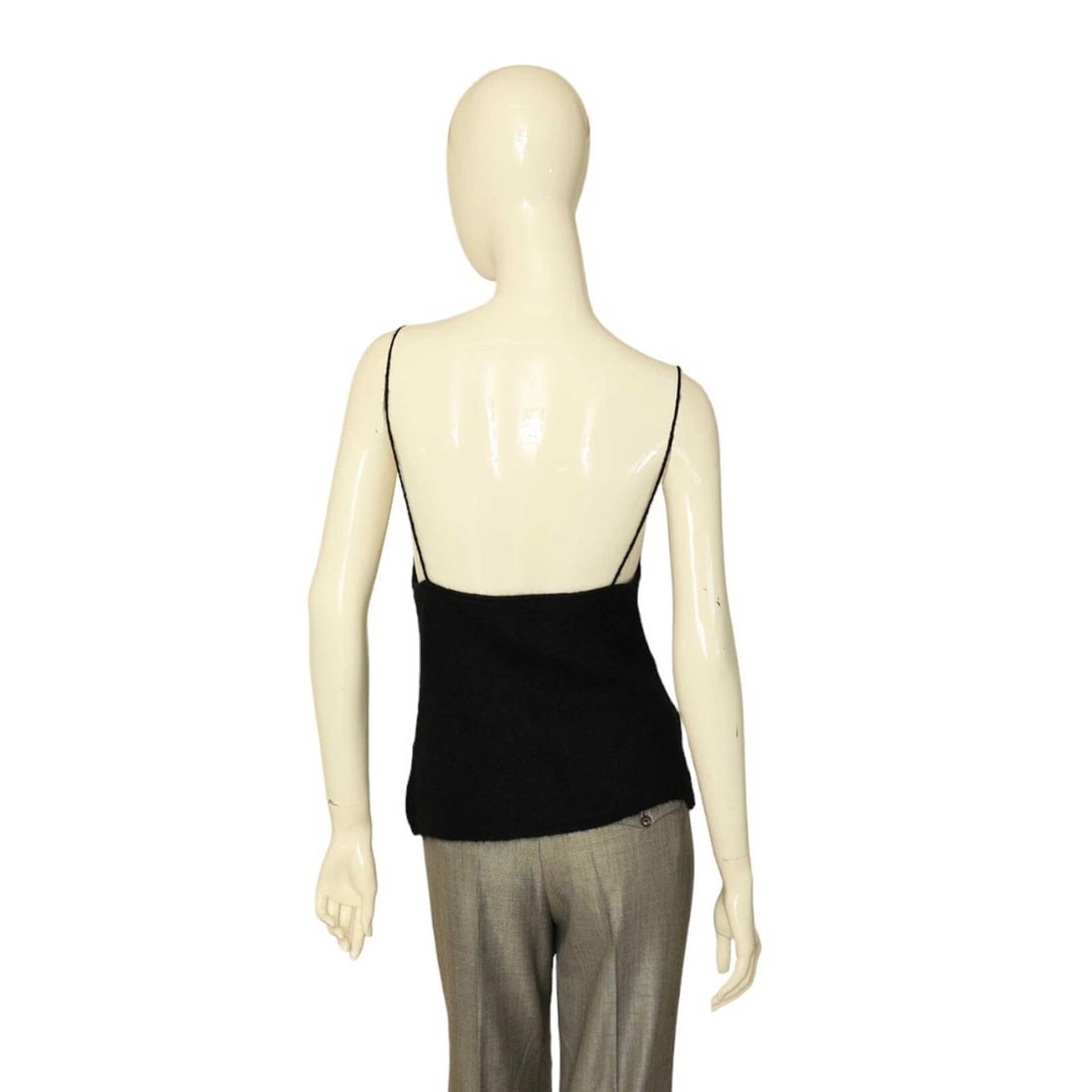 Alessandro Dell Acqua Black Wool Knit Beaded Camisole Sleeveless Top size 44 - 2