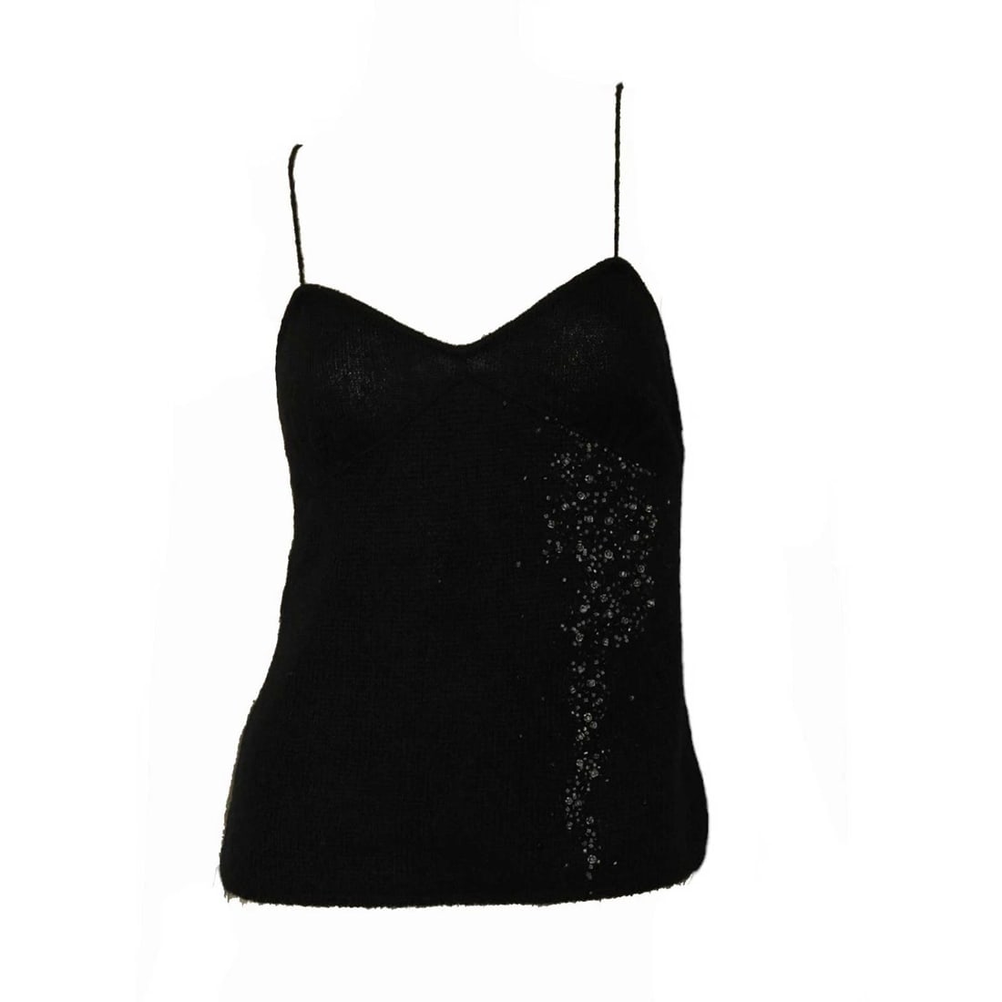 Alessandro Dell Acqua Black Wool Knit Beaded Camisole Sleeveless Top size 44 - 3