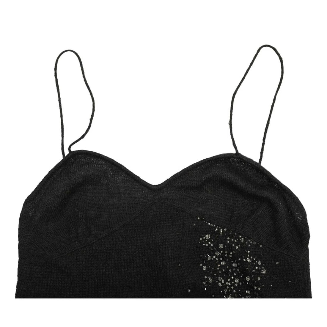 Alessandro Dell Acqua Black Wool Knit Beaded Camisole Sleeveless Top size 44 - 6