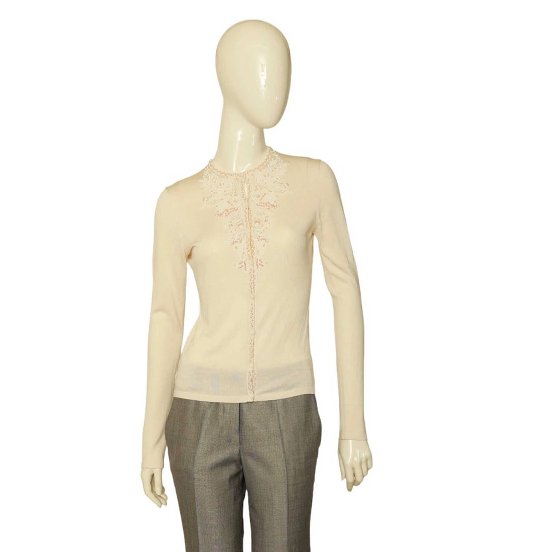 Collette Dinnigan Beige Silk Knit Beaded Long Sleeves Cardigan Cardi size S: Title:Collette Dinnigan Beige Silk Knit Beaded Long Sleeves Cardigan Cardi size S Description:Collette Dinnigan Beige Silk Knit Beaded Long Sleeves Cardigan Cardi size S This Collette Dinnigan silk kn