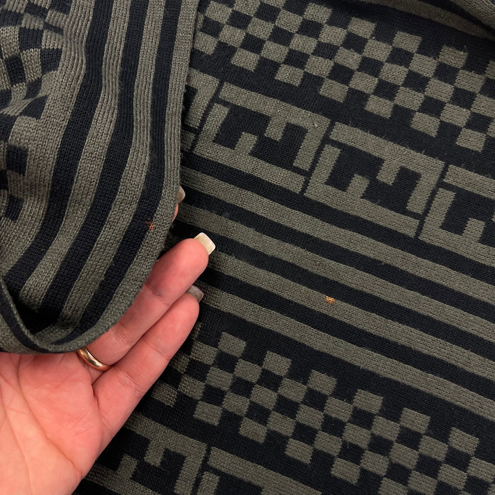 Fendi Dark Grey Printed 100% Wool Scarf - 7