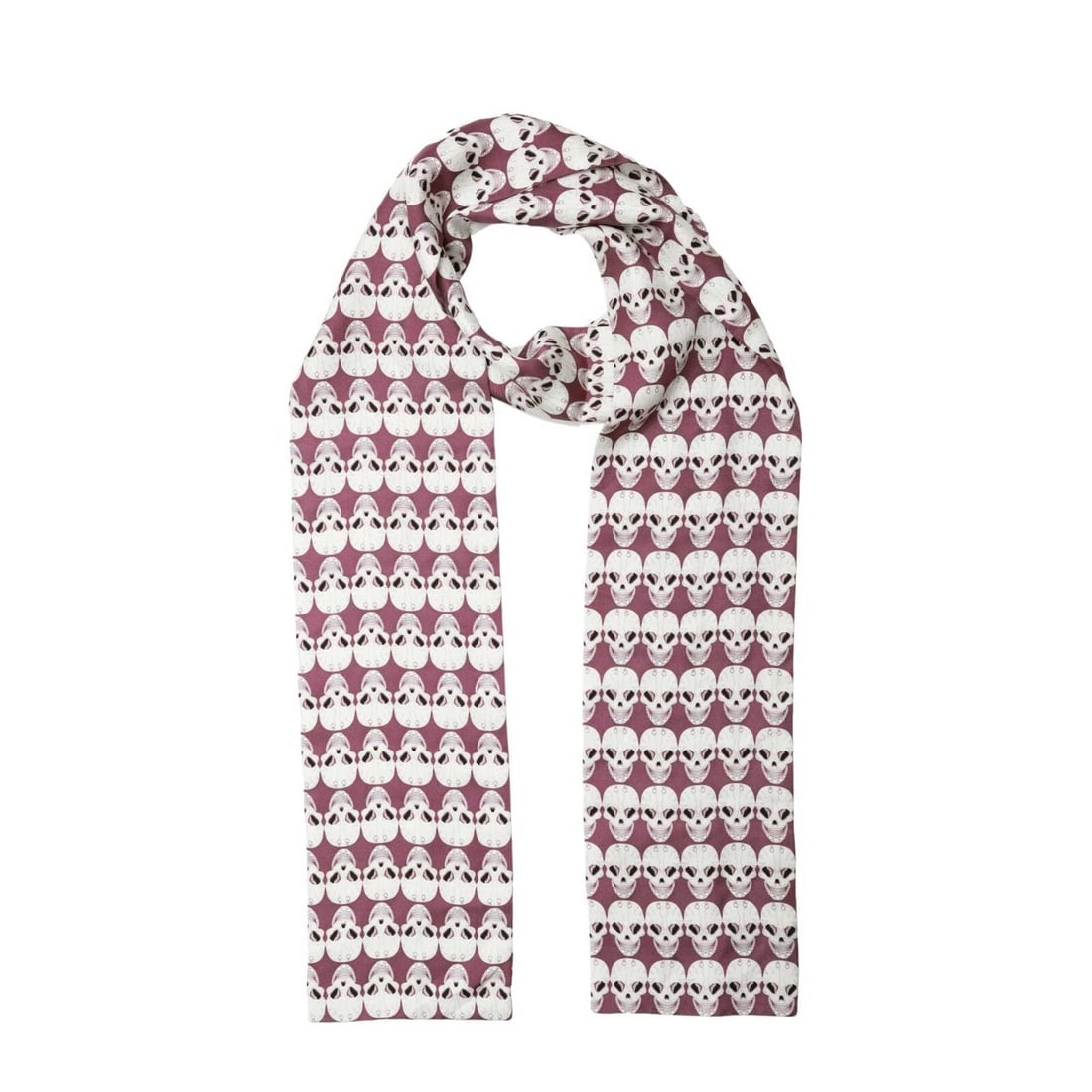Thomas Wylde Purple with Skulls Print Long Scarf Wrap Foulard - 4