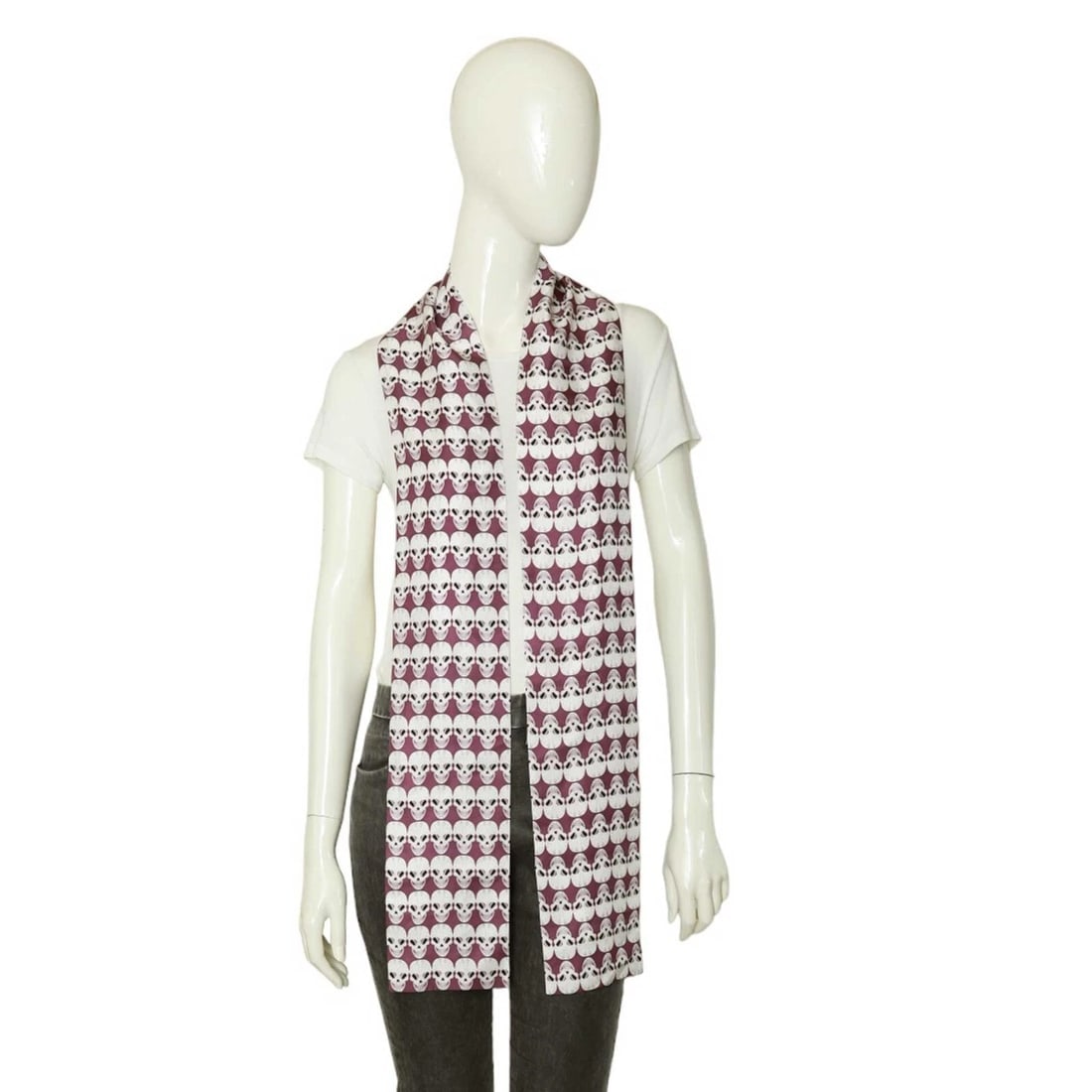 Thomas Wylde Purple with Skulls Print Long Scarf Wrap Foulard - 5