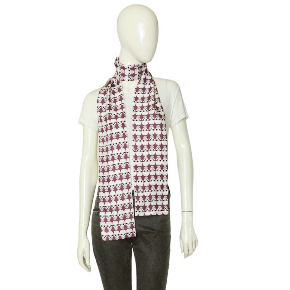 Thomas Wylde Purple with Skulls Print Long Scarf Wrap Foulard - 6