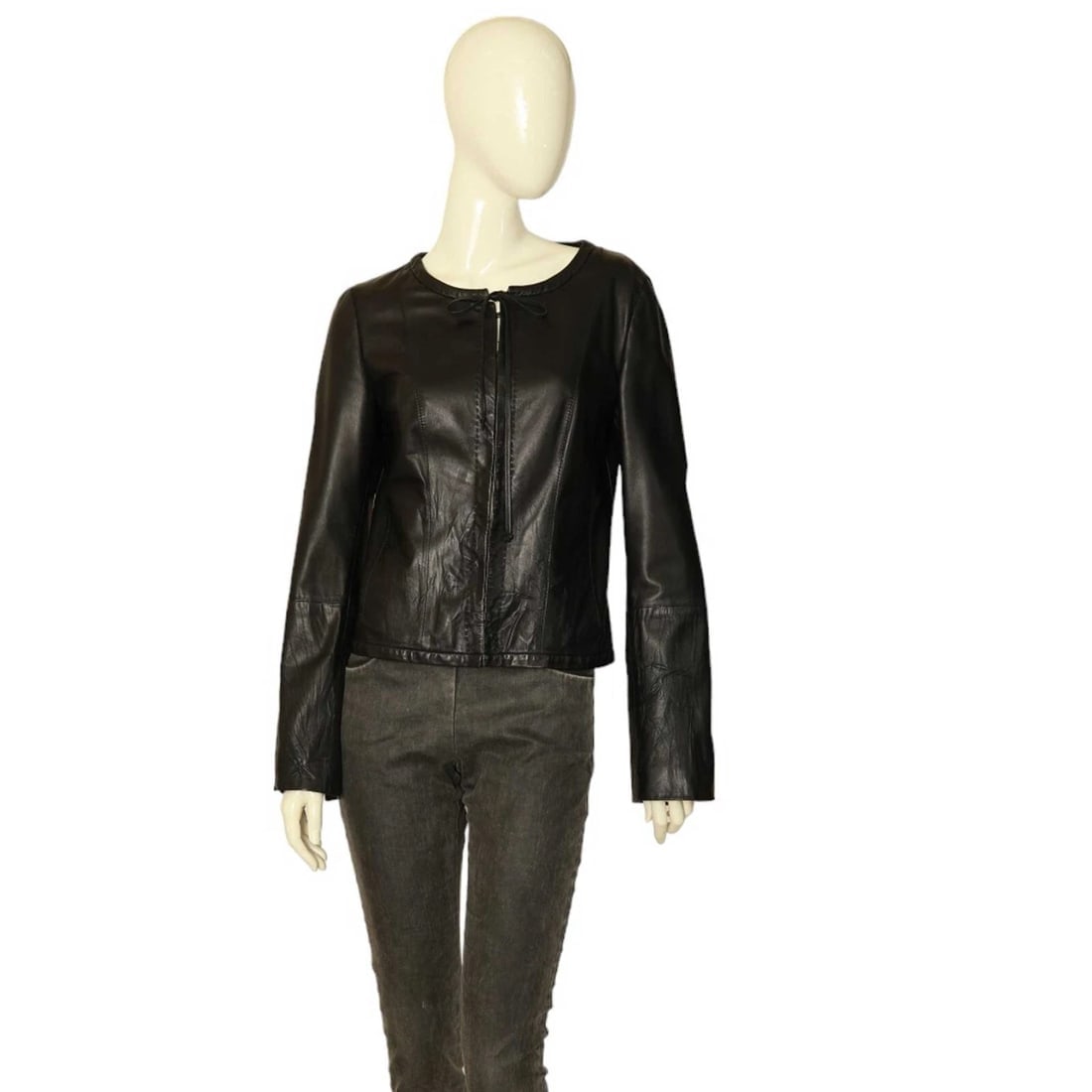 Rene Lezard lambskin Ultra Soft Leather Collarless Jacket Size 36 hook eye (1 of 13)
