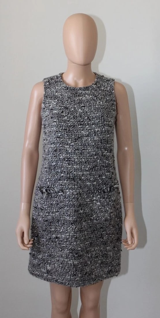 OSCAR DE LA RENTA TWEED TUNIC STYLE DRESS LINING STYLISH ORIGINAL VINTAGE - 2