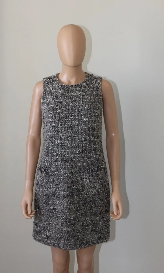 OSCAR DE LA RENTA TWEED TUNIC STYLE DRESS LINING STYLISH ORIGINAL VINTAGE - 3