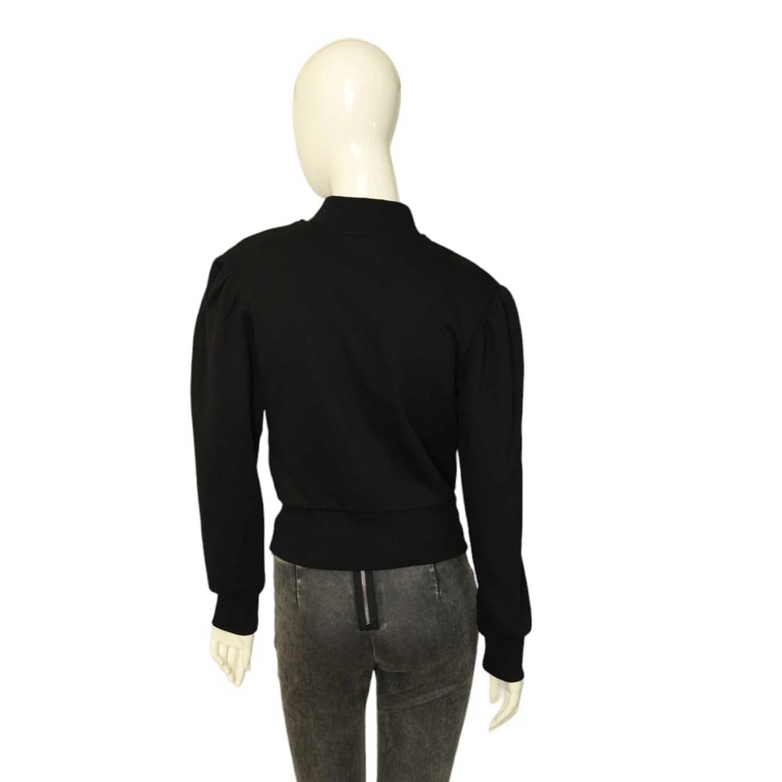 Zini Boutique Black Cotton Beaded Lightweight Cardigan Jacket w. Zipper sz 40 - 2