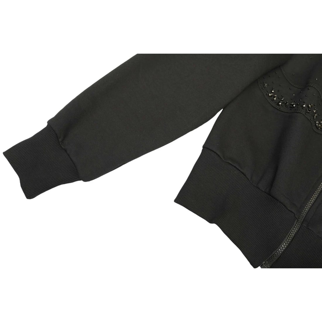 Zini Boutique Black Cotton Beaded Lightweight Cardigan Jacket w. Zipper sz 40 - 8