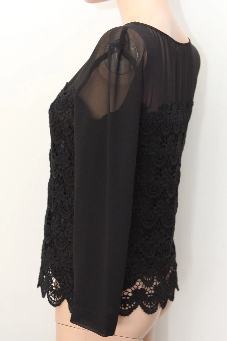 PHILOSOPHY DI ALBERTA FERETTI BLACK SHIRT BLOUSE TOP LACE SIZE 4 US - 4