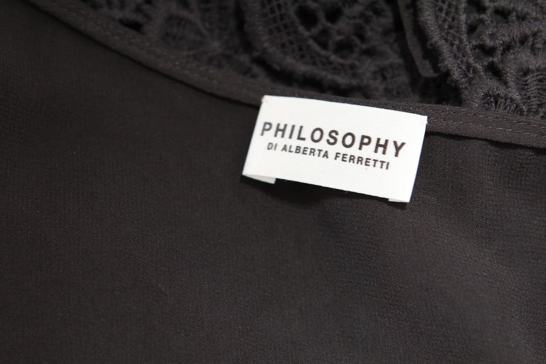 PHILOSOPHY DI ALBERTA FERETTI BLACK SHIRT BLOUSE TOP LACE SIZE 4 US - 7