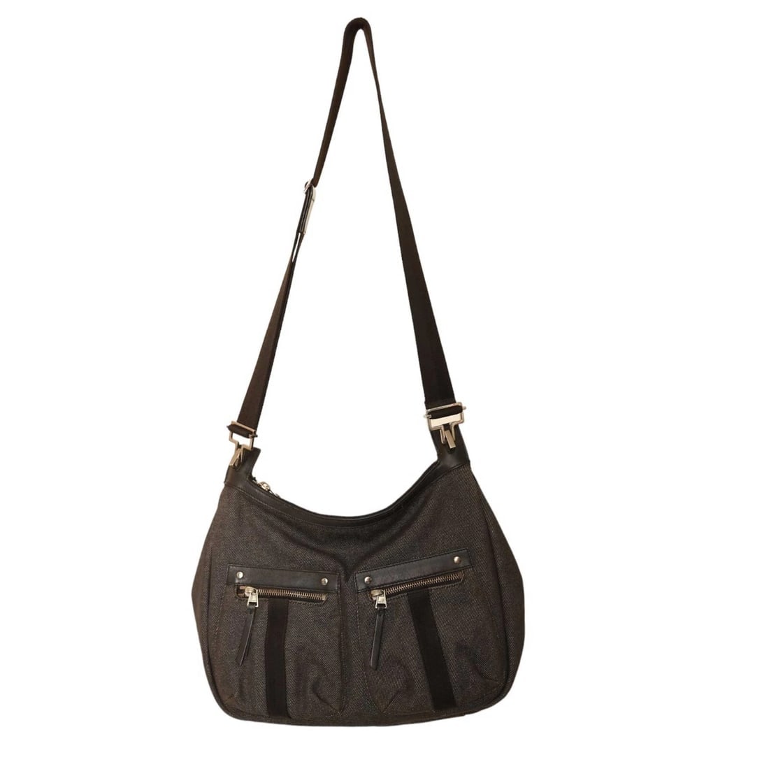 Gucci Black Denim & leather details with Silver Hardware Crossbody Shoulder Bag: Title:Gucci Black Denim & leather details with Silver Hardware Crossbody Shoulder Bag Description:Gucci Black Denim & leather details with Silver Hardware Crossbody Shoulder Bag Add an interesting