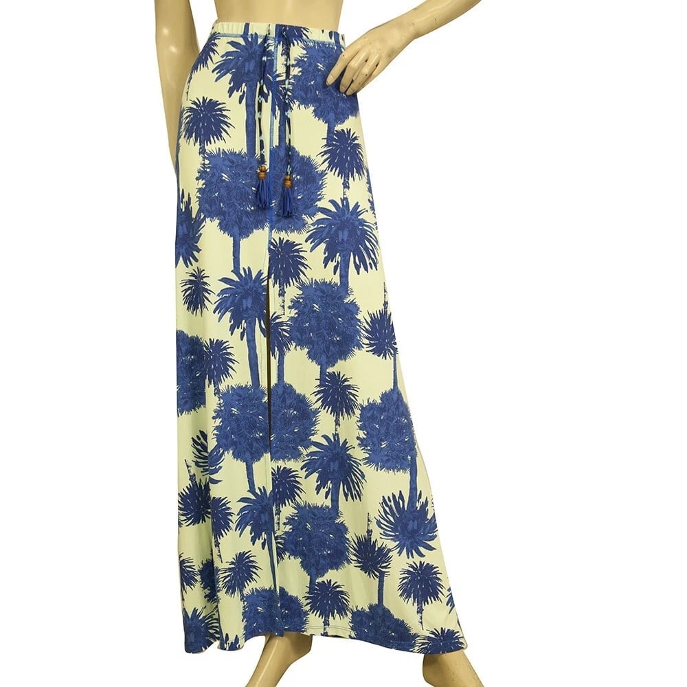 Maaji Blue Palm Trees Tropical Summer Maxi Long Skirt size M (1 of 6)