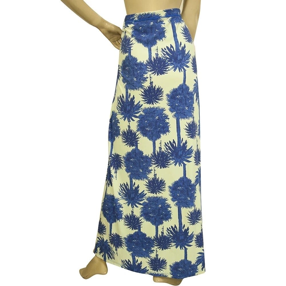 Maaji Blue Palm Trees Tropical Summer Maxi Long Skirt size M - 2