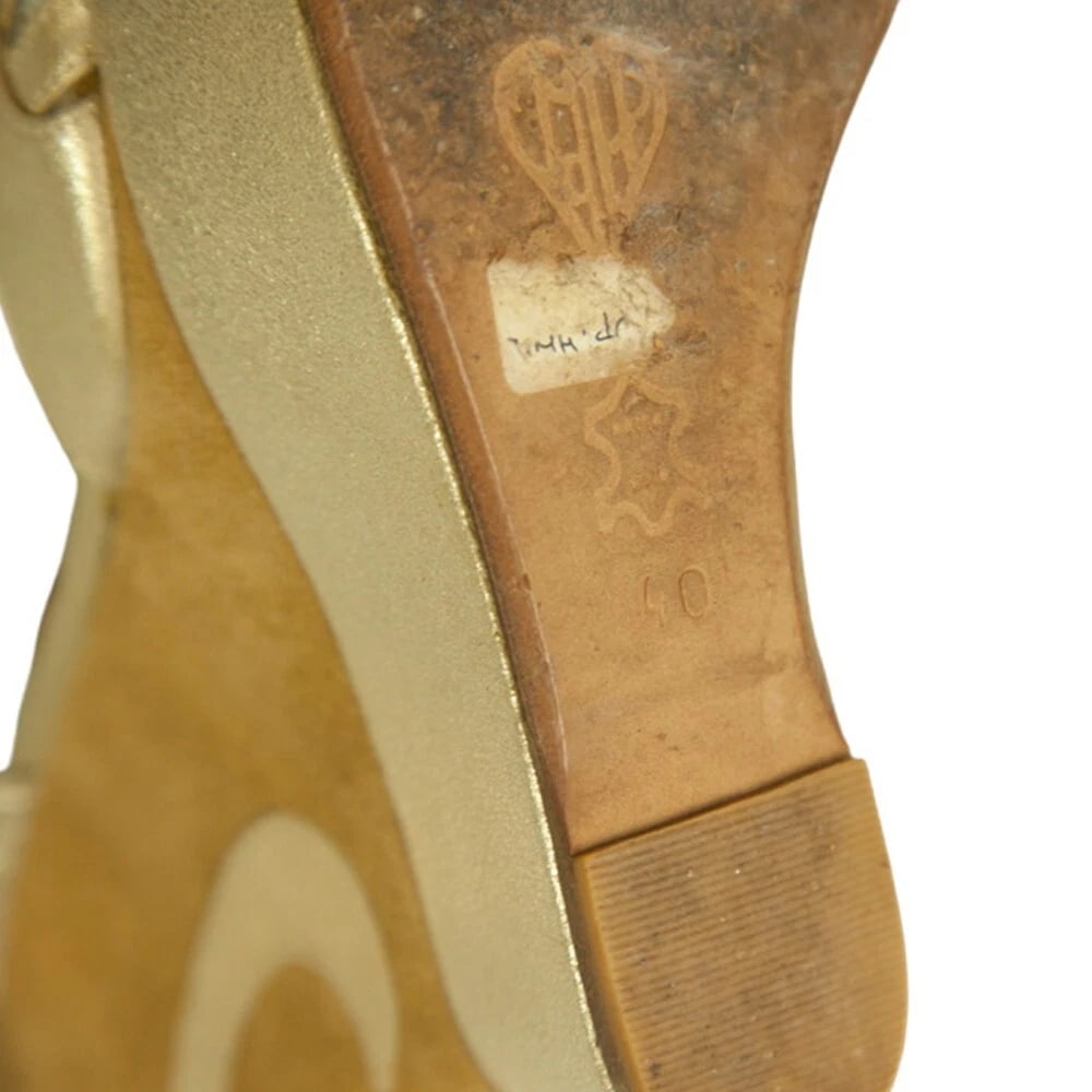 Terry De Havilland Iconic Margaux Beige Suede Gold Wedges Platform Sandals 40 - 8