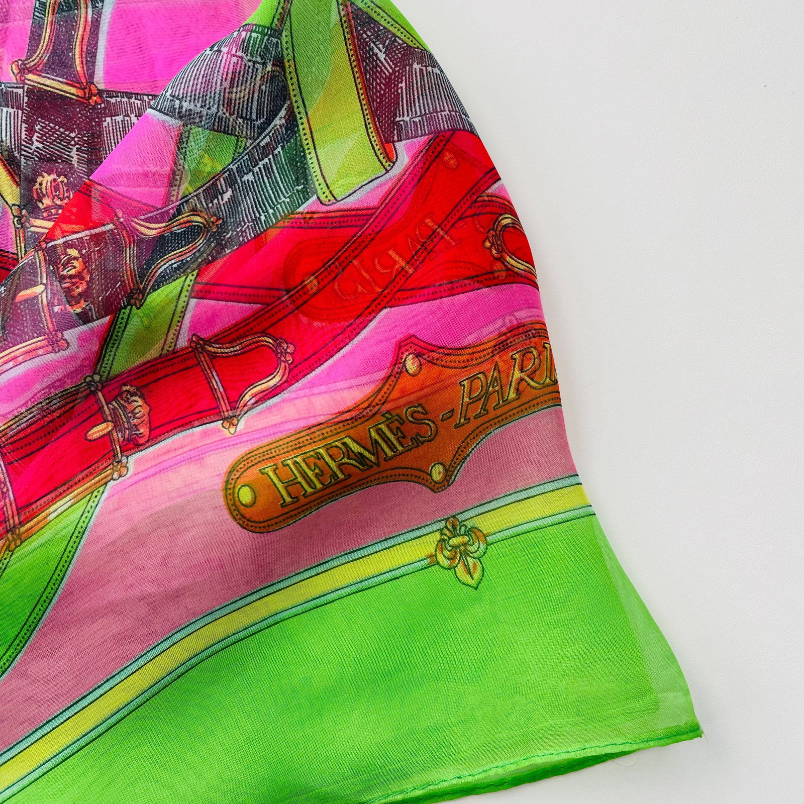 Hermes Green Printed 100% Silk Scarf - 10