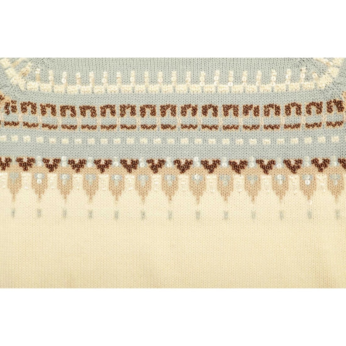 Marina Rinaldi Sport Beige Blue Woolen Sweater Long Sleeves Beaded Top size XL - 6