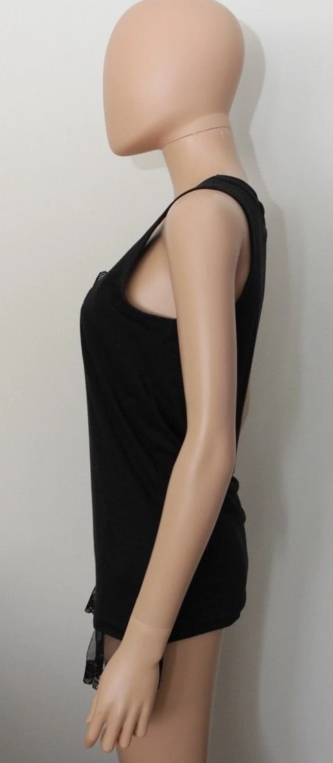 SACAI LUCK SIZE 2 LINEN BLEND LACE SEXY SHIRT TANK - 4