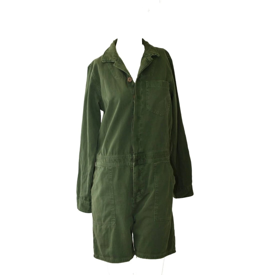 Current Elliott Army Khaki Green Long Sleeve Overall Romper Playsuit size 1 - 3