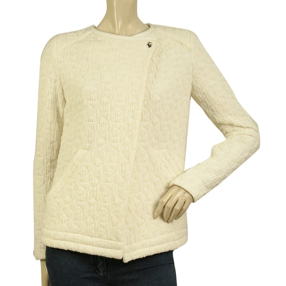 IRO Heddi Cream Textured Fabric Snap Button Cardigan Jacket size 36: Title:IRO Heddi Cream Textured Fabric Snap Button Cardigan Jacket size 36 Description:IRO Curty Black Woolen Side Zipper Motorcycle Style Cardigan Jacket sz 36 Casual chic jacket by IRO that features