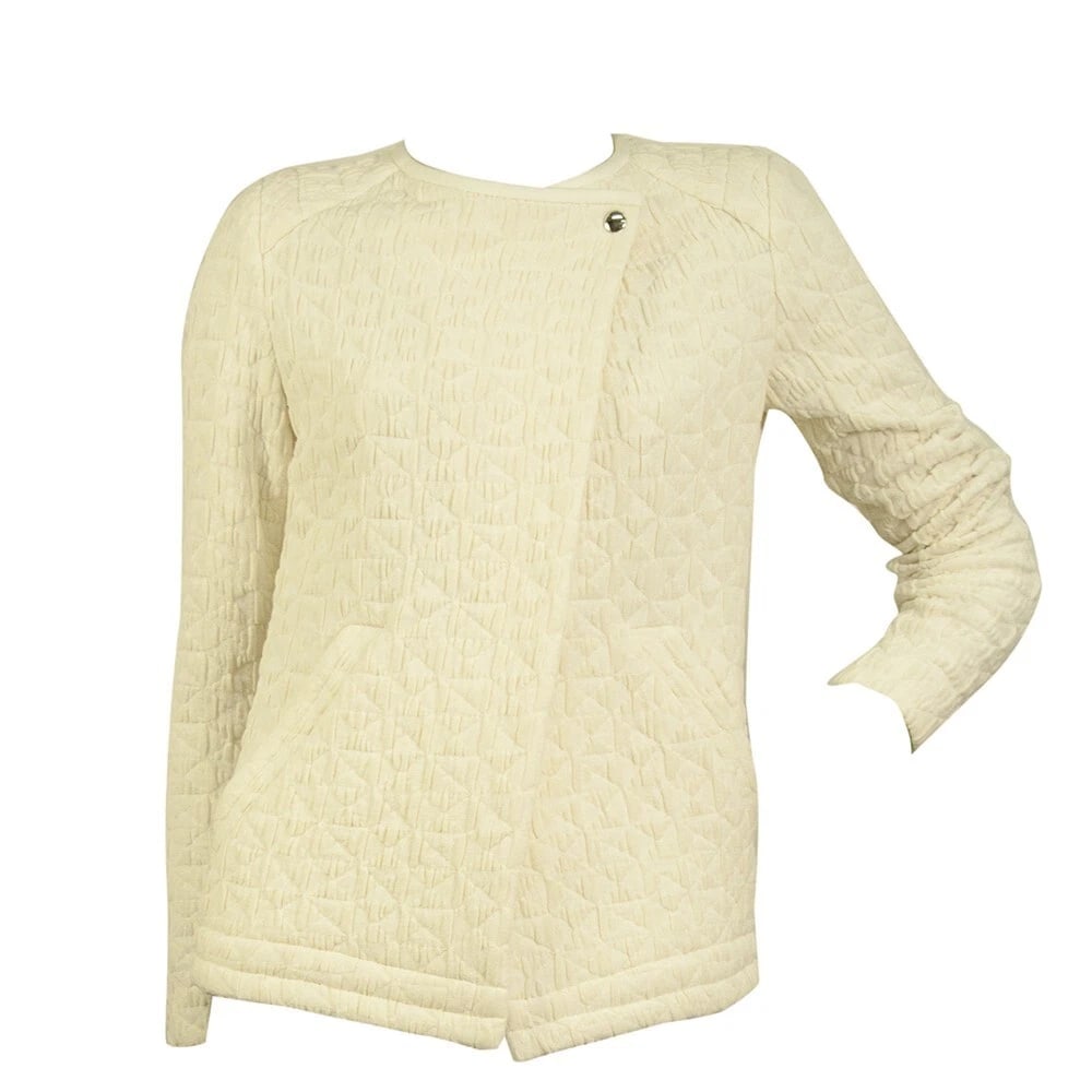 IRO Heddi Cream Textured Fabric Snap Button Cardigan Jacket size 36 - 6
